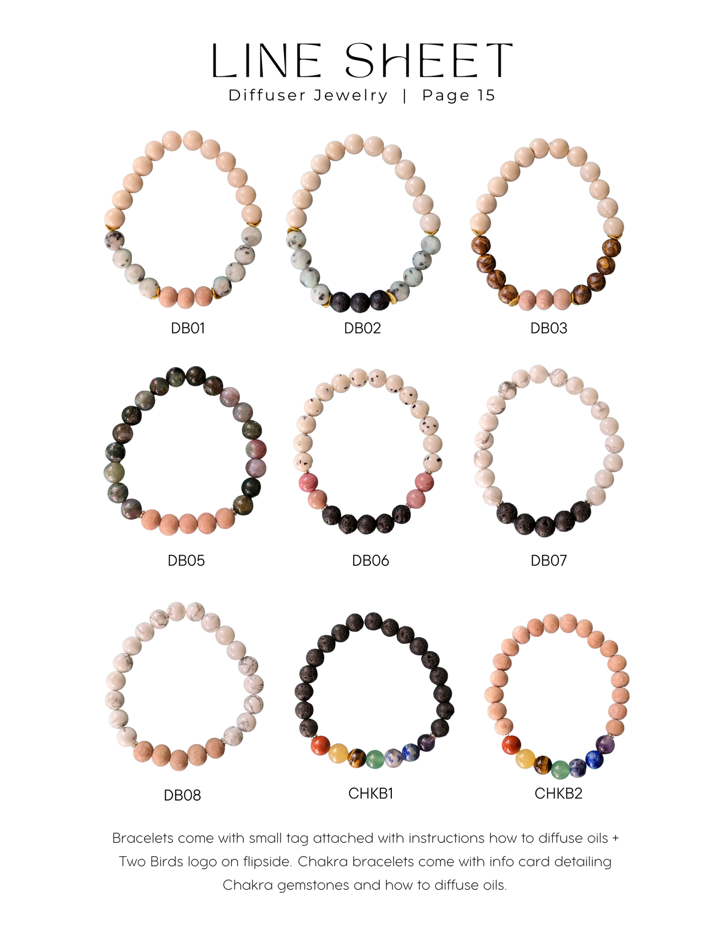 Gemstone Diffuser Bracelet - Oak Jasper + Riverstone + Rosewood