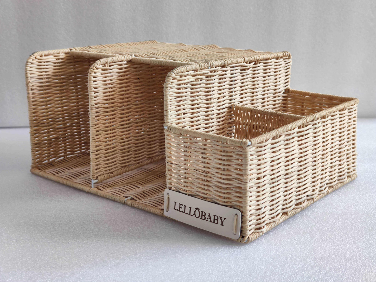 LELLOBABY™ X Hampton BABY - Deluxe Rattan Diaper Caddy